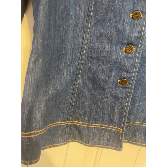 Vintage DenimWorks Womens Blue Denim Button-Up Jacket With Wide Collar & Contras - Picture 6 of 12